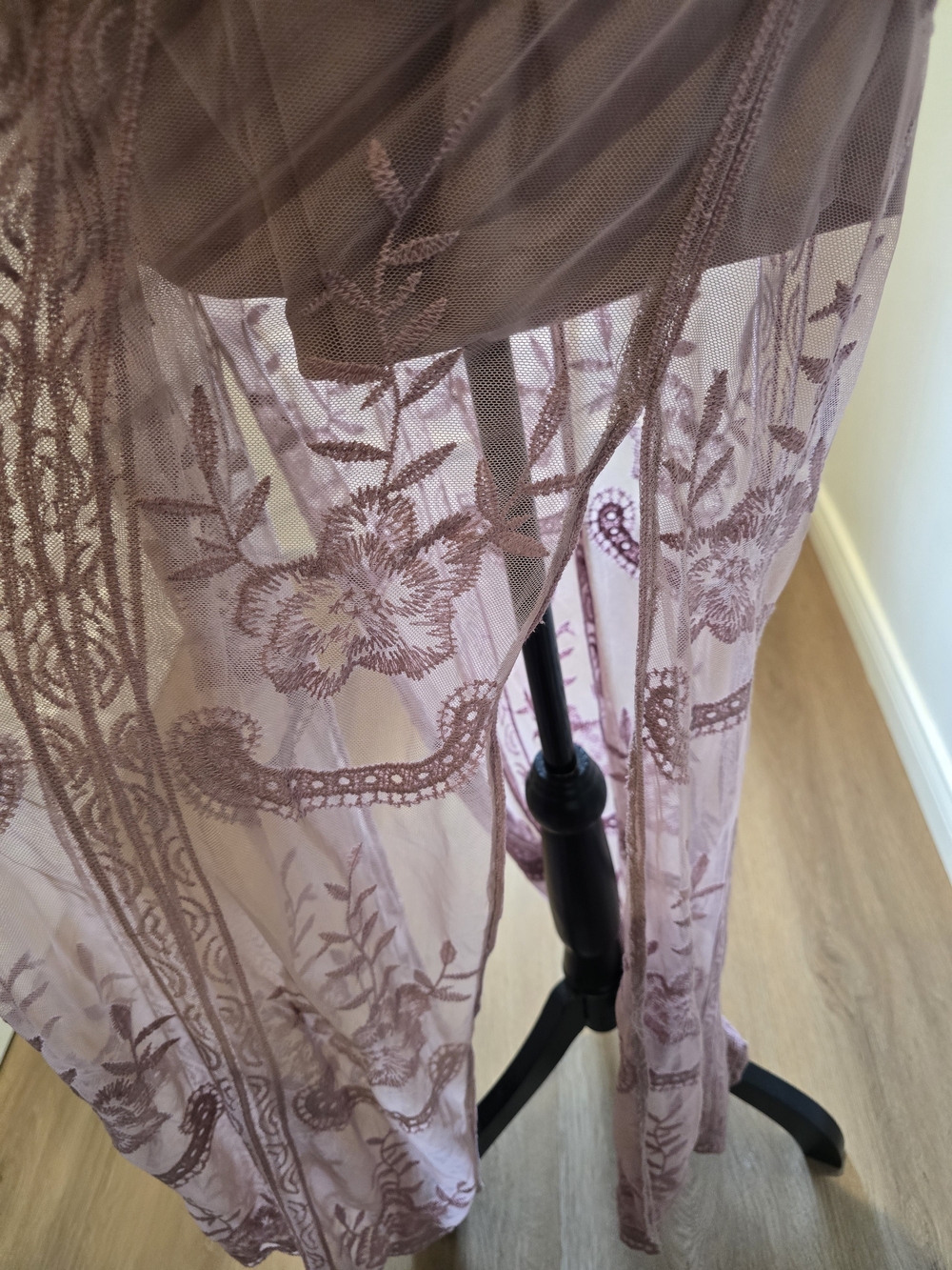 Women's PinkBlush Mauve Lace Mesh Overlay Maxi Dress - Picture 4 of 10
